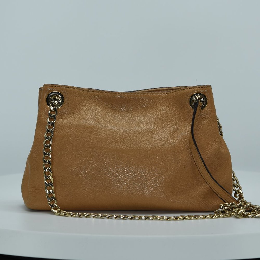 ✨FLASH SALE✨ Michael Kors Tan Leather Shoulder Bag Logo Chain Strap Purse